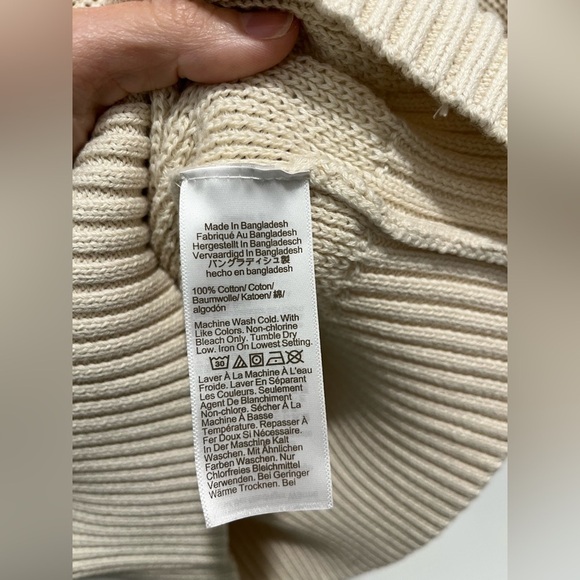 J. Crew Factory Cotton honeycomb knit half-zip in natural NEW CA561 $128 small - Picture 10 of 11